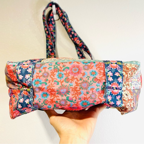Natural Life Patchwork Tote Bag 109% Cotton Colorful Floral Print Hippie Boho - Picture 5 of 9